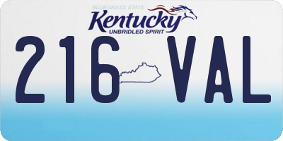 KY license plate 216VAL