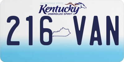 KY license plate 216VAN
