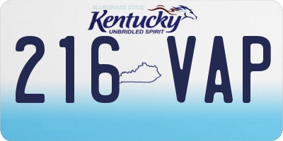 KY license plate 216VAP