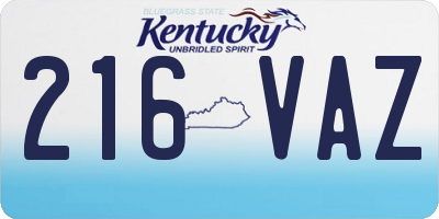 KY license plate 216VAZ