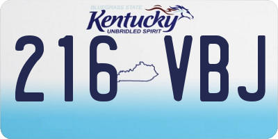 KY license plate 216VBJ