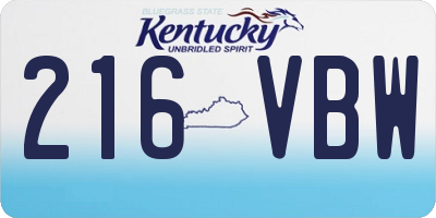 KY license plate 216VBW