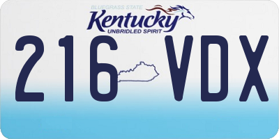 KY license plate 216VDX
