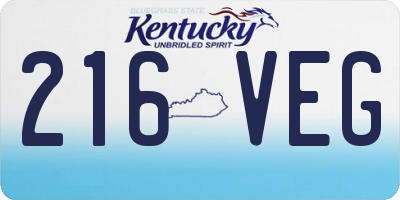 KY license plate 216VEG