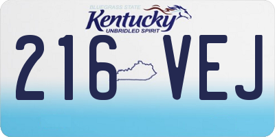 KY license plate 216VEJ