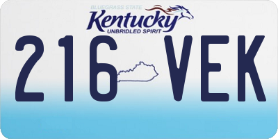 KY license plate 216VEK