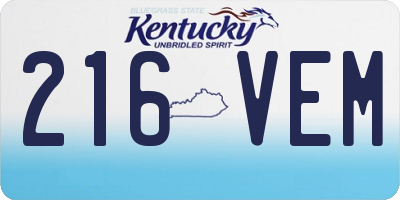KY license plate 216VEM