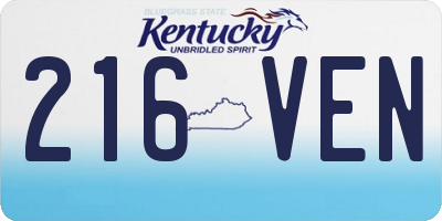KY license plate 216VEN