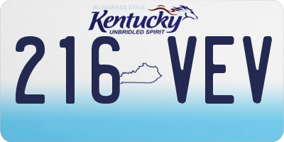 KY license plate 216VEV