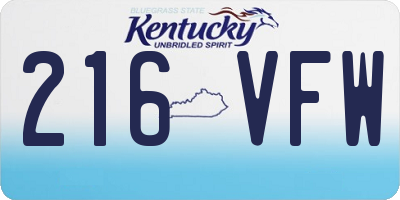 KY license plate 216VFW