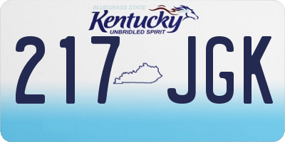 KY license plate 217JGK