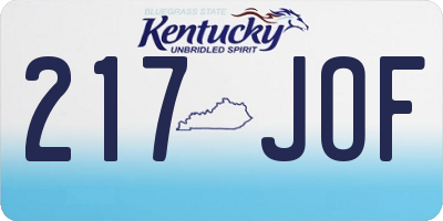 KY license plate 217JOF