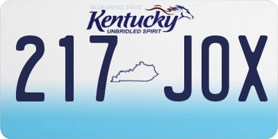KY license plate 217JOX
