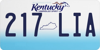 KY license plate 217LIA