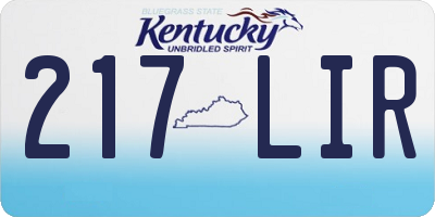 KY license plate 217LIR