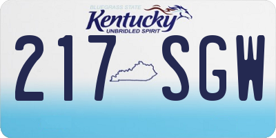 KY license plate 217SGW