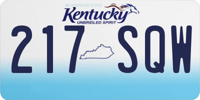 KY license plate 217SQW