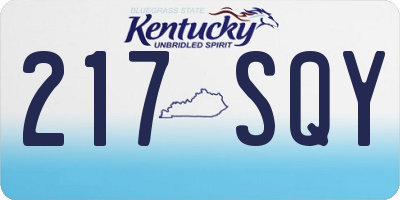 KY license plate 217SQY