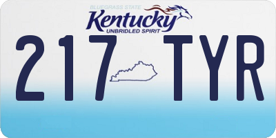 KY license plate 217TYR