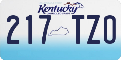 KY license plate 217TZO