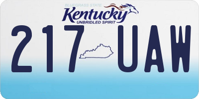 KY license plate 217UAW