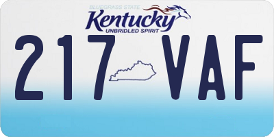 KY license plate 217VAF