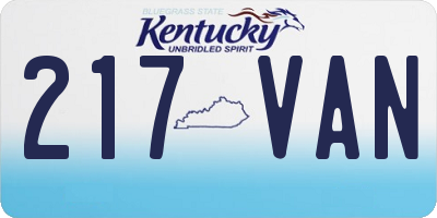 KY license plate 217VAN