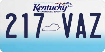 KY license plate 217VAZ