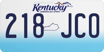 KY license plate 218JCO