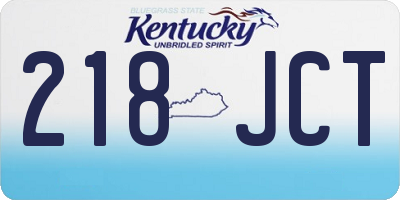 KY license plate 218JCT