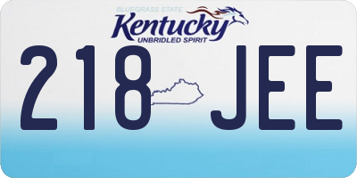 KY license plate 218JEE