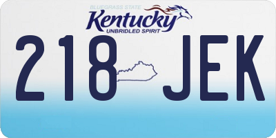 KY license plate 218JEK
