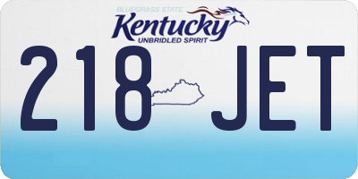 KY license plate 218JET