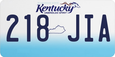 KY license plate 218JIA