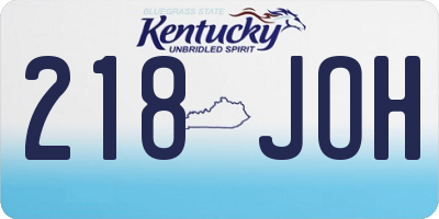 KY license plate 218JOH