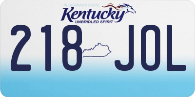 KY license plate 218JOL