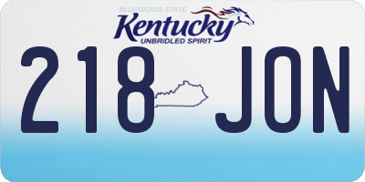 KY license plate 218JON