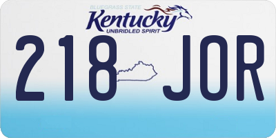 KY license plate 218JOR