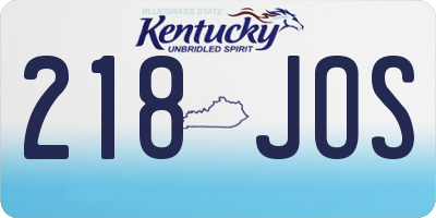 KY license plate 218JOS