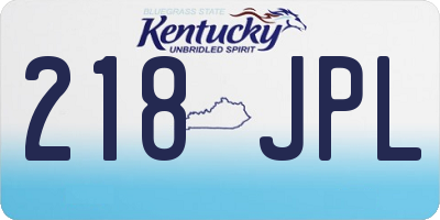 KY license plate 218JPL