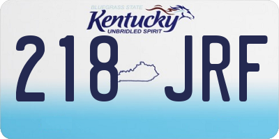 KY license plate 218JRF