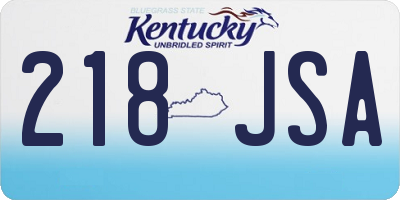 KY license plate 218JSA