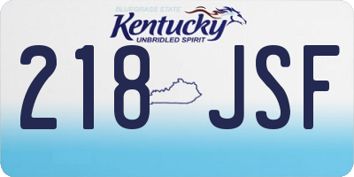 KY license plate 218JSF