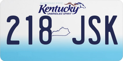 KY license plate 218JSK