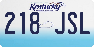 KY license plate 218JSL
