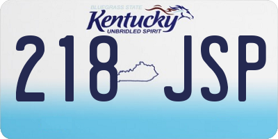 KY license plate 218JSP