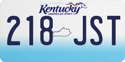 KY license plate 218JST