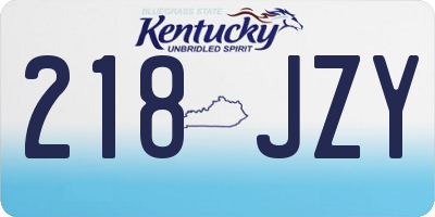 KY license plate 218JZY