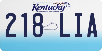 KY license plate 218LIA