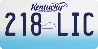 KY license plate 218LIC
